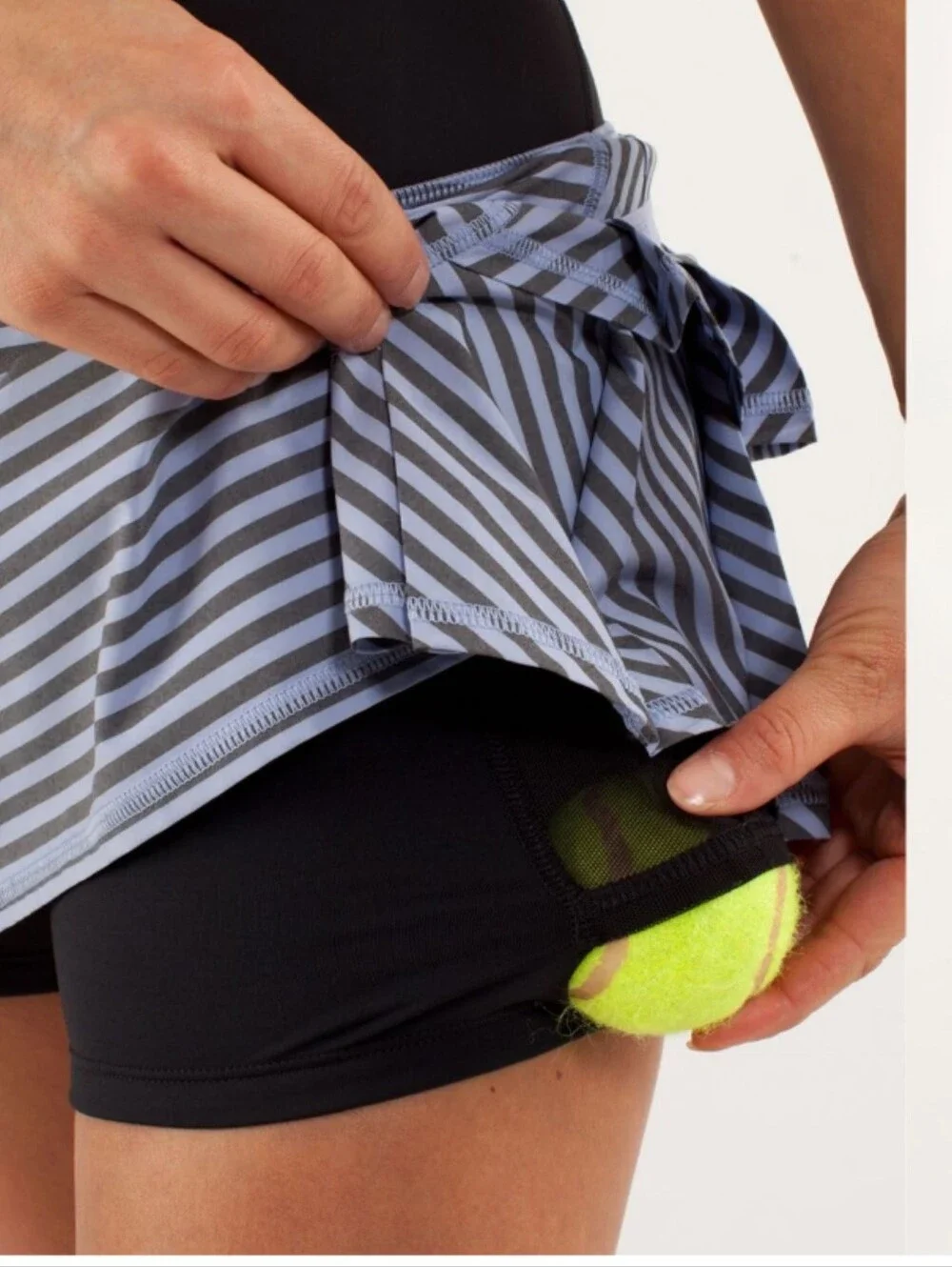 Lululemon Run: Pace Setter Skirt Stripe Black & Polar Haze Women's 10 Pickleball